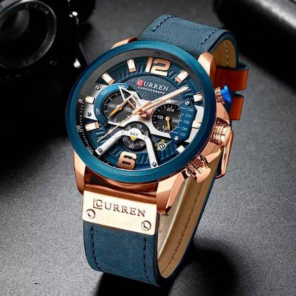 reloj de cuero para hombre curren azul