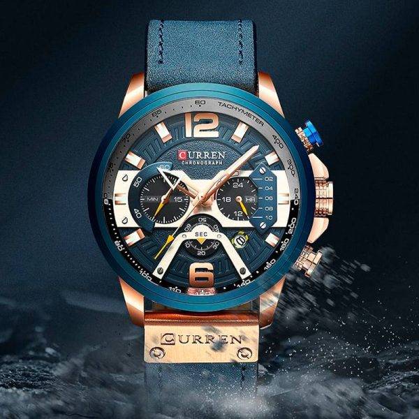 reloj de cuero para hombre curren azul