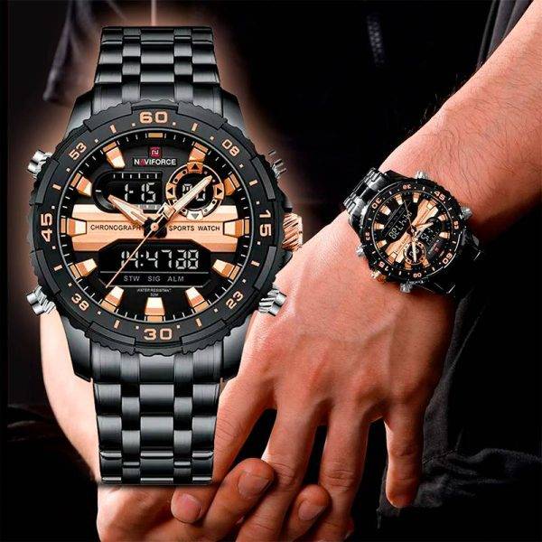 RELOJ NAVIFORCE - NEGRO DE ACERO