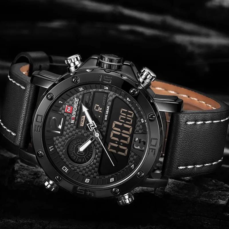 RELOJ NAVIFORCE NEGRO PARA HOMBRE