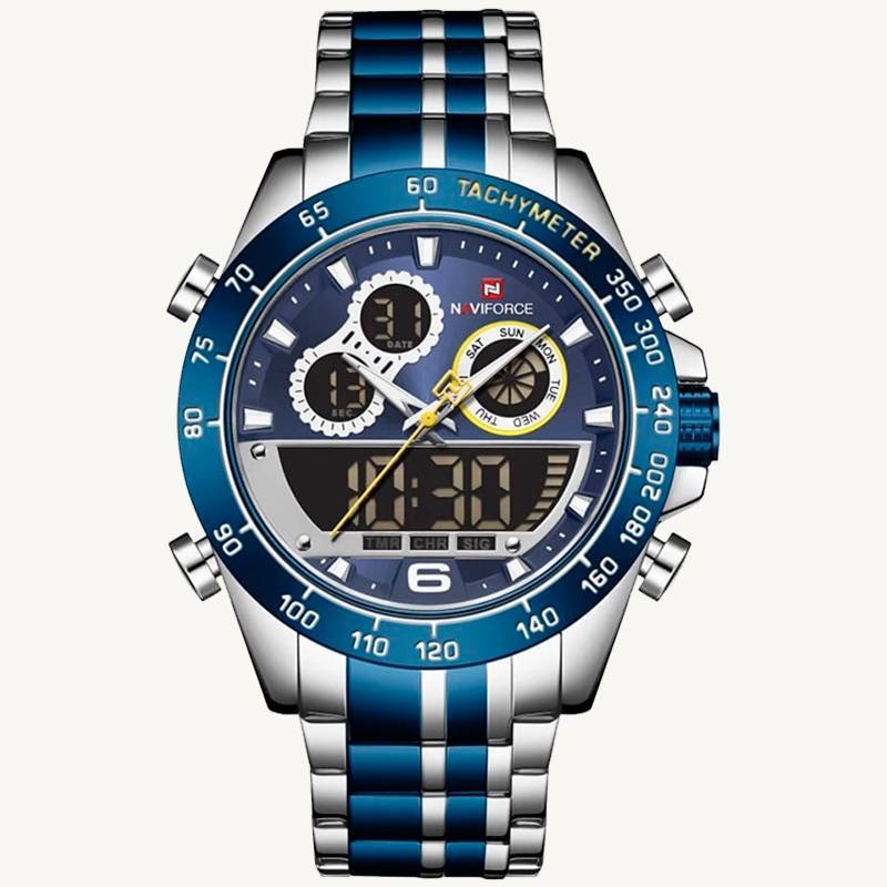 RELOJ NAVIFORCE PLATEADO CELESTE PARA HOMBRE