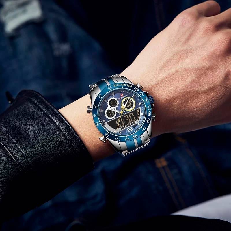 RELOJ NAVIFORCE PLATEADO CELESTE PARA HOMBRE